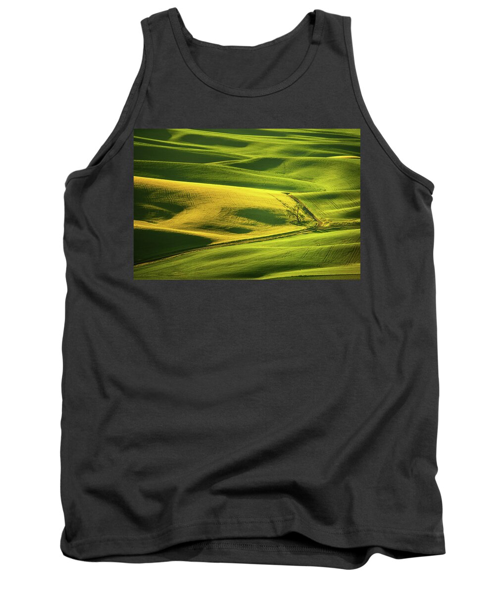The Palouse Tank Top featuring the photograph Palouse Shades of Green by Dan Mihai