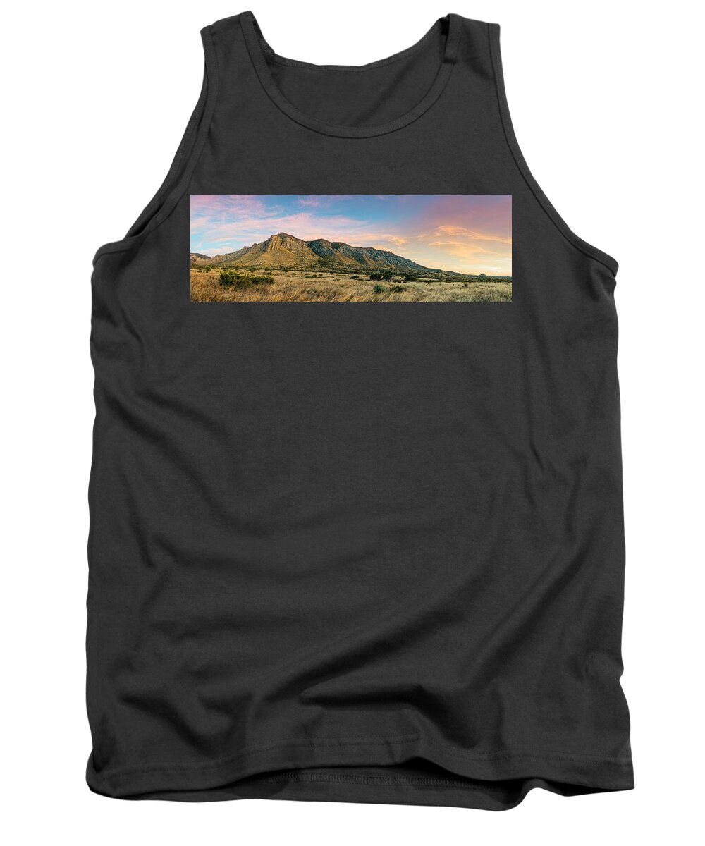 Guadalupe Mountains Tank Top featuring the photograph Panorama of Hunter Peak and Frijole Ridge at Guadalupe Mountains National Park - West Texas by Silvio Ligutti