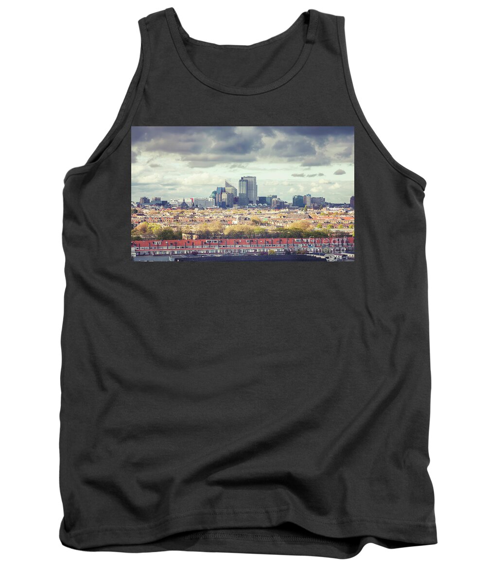 Downtown Tank Top featuring the photograph panorama of the Hague modern city by Ariadna De Raadt