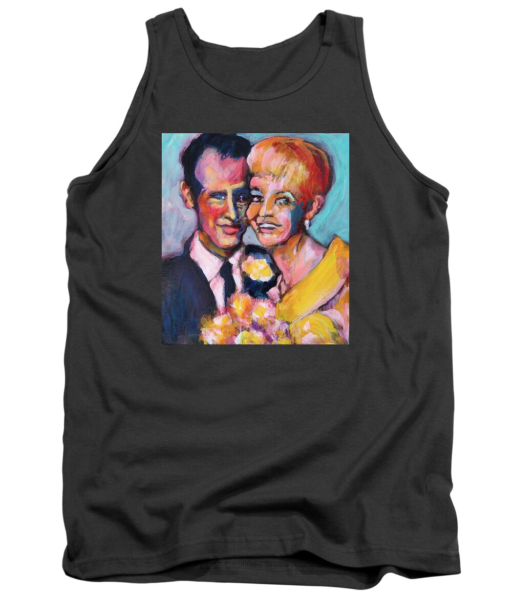 Paul Newman Tank Top featuring the painting Paul and Joanne by Les Leffingwell