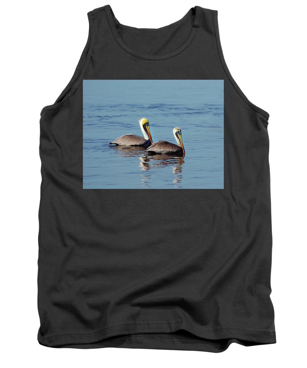 Pelican Tank Top featuring the painting Pelicans 2 Together by Michael Thomas