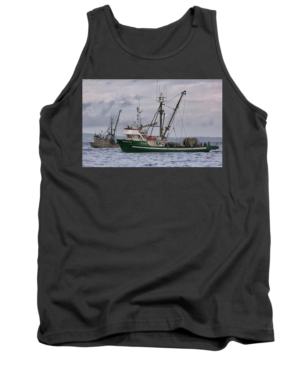 Pender Isle Tank Top featuring the photograph Pender Isle And Santa Cruz by Randy Hall