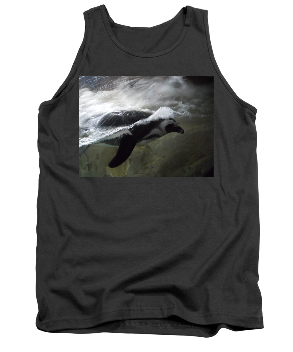 Penguin Tank Top featuring the photograph Swimming Penguin by Maggy Marsh
