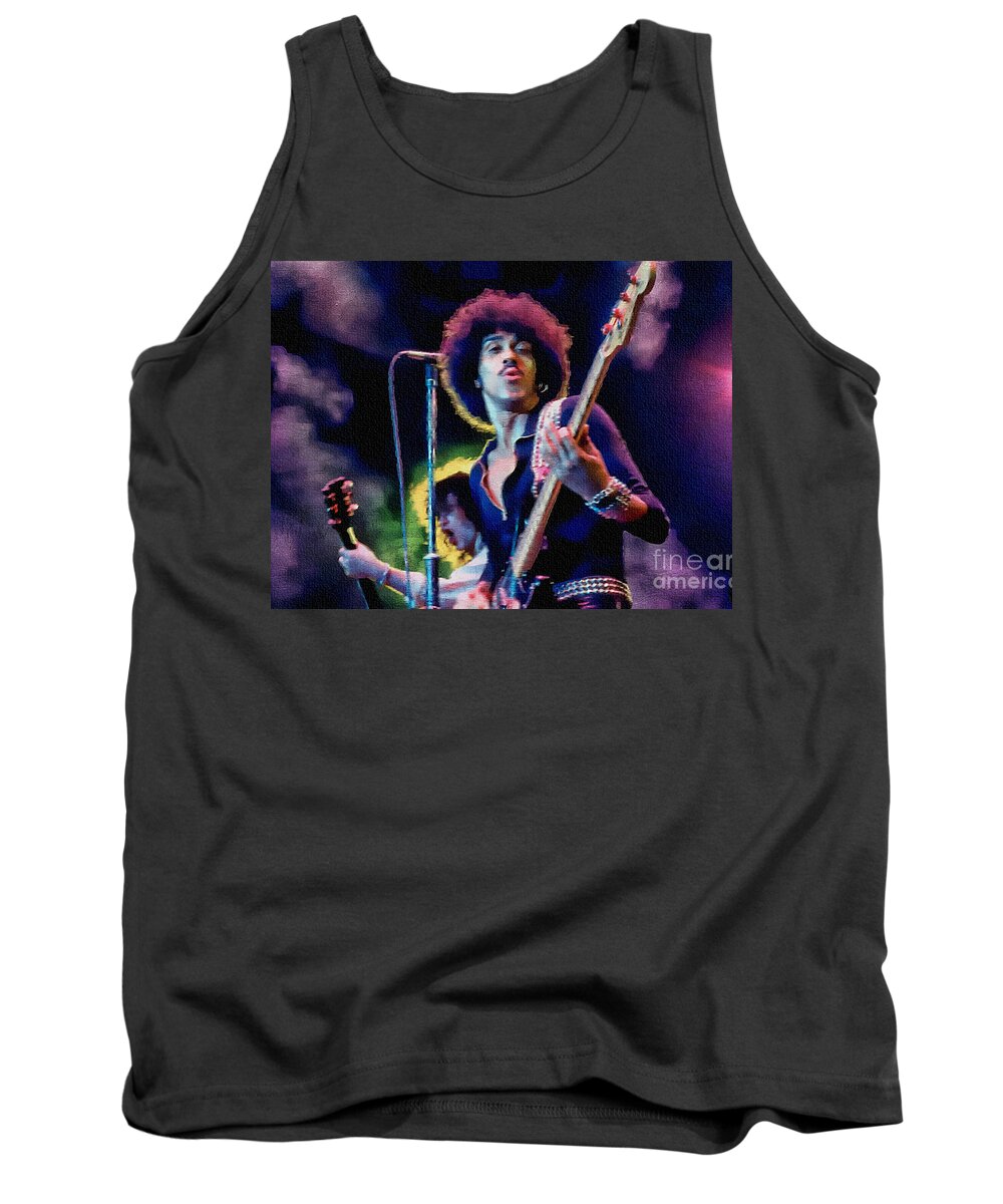 Thin Lizzy Tank Top featuring the painting Phil Lynott - Thin Lizzy by Ian Gledhill