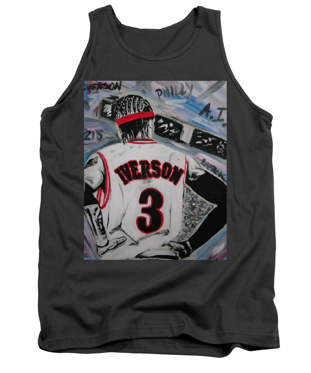 Iverson Tank Top featuring the painting Philly Legend by Antonio Moore