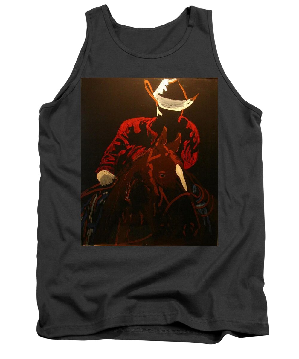 Western Art Tank Top featuring the painting Picking up Strays by Marilyn Quigley