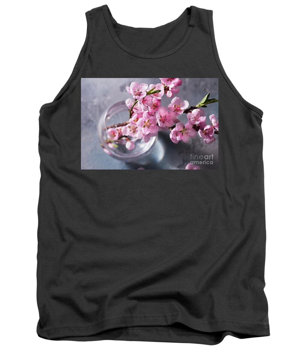 Cherry Tank Top featuring the photograph Pink Cherry Blossom by Anastasy Yarmolovich