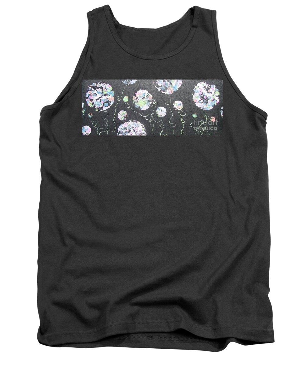 Abstract Tank Top featuring the painting Pink Flowers - 1 by Jacqueline Athmann