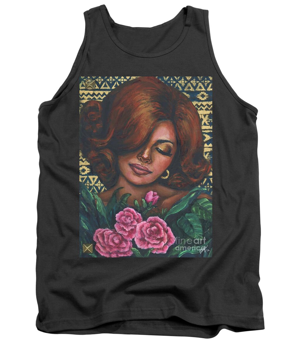 Woman Tank Top featuring the painting Pink Flowers by Alga Washington
