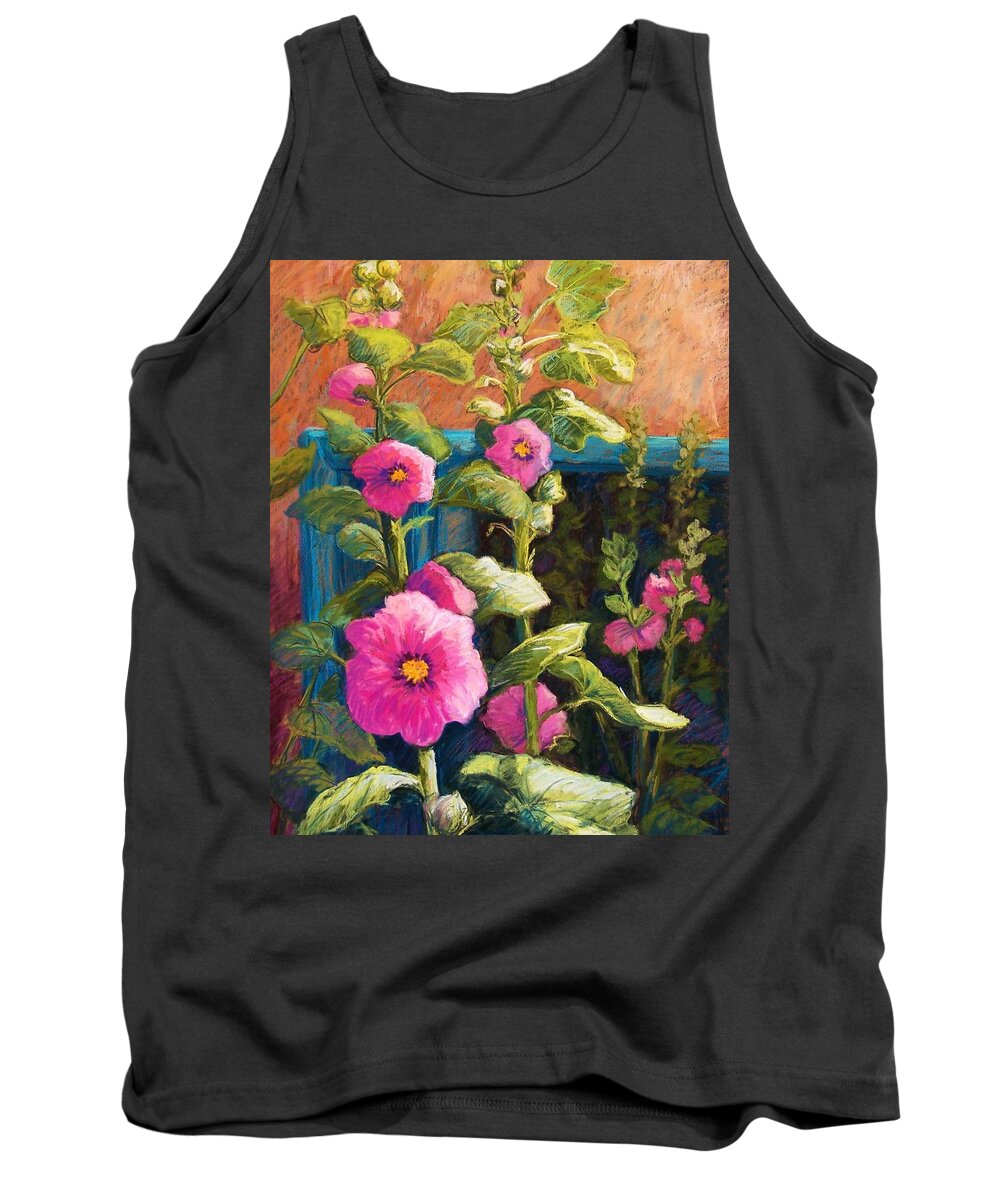 Flowers Tank Top featuring the pastel Pink Hollyhocks by Candy Mayer