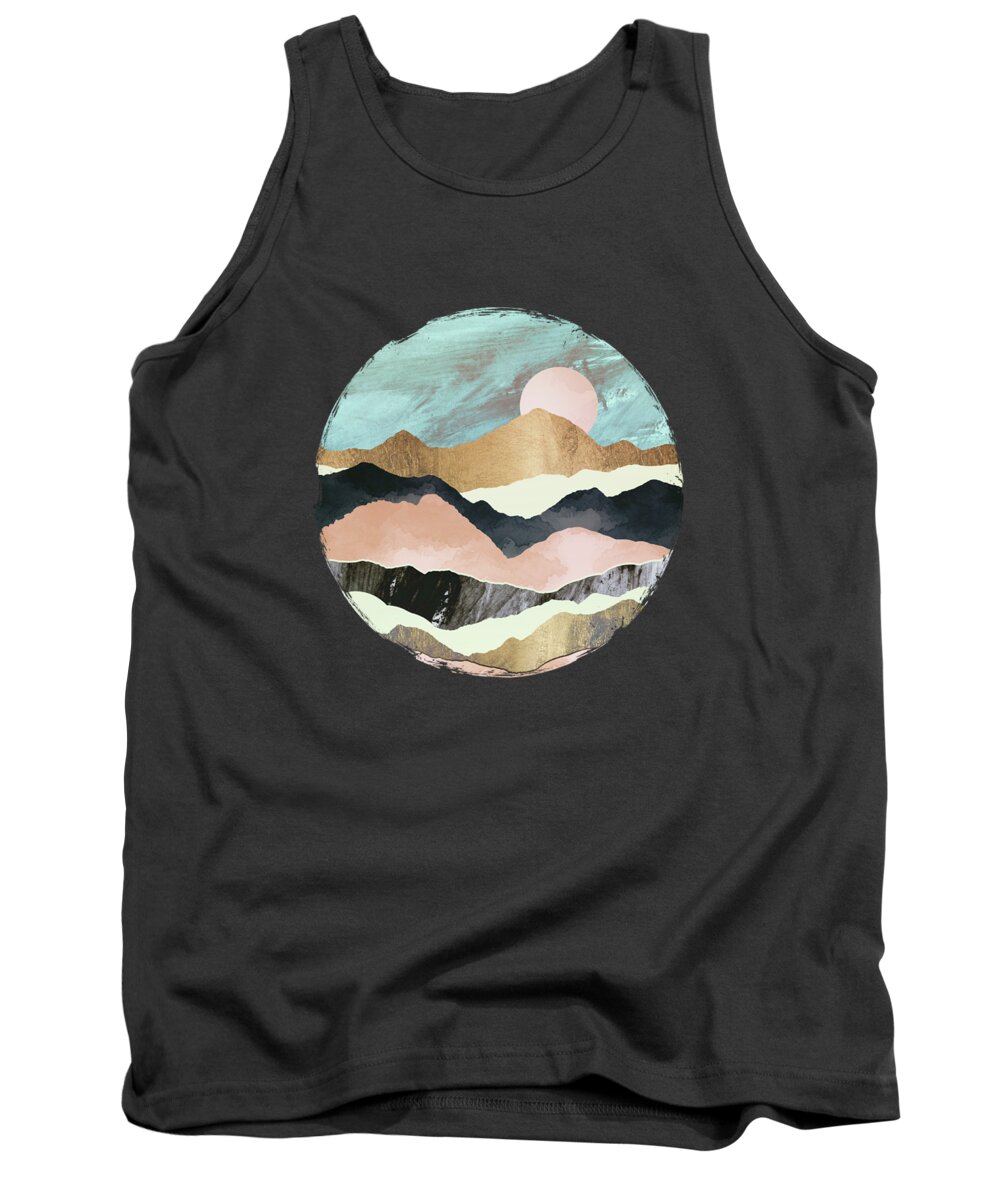 Pink Tank Top featuring the digital art Pink Mountains by Spacefrog Designs