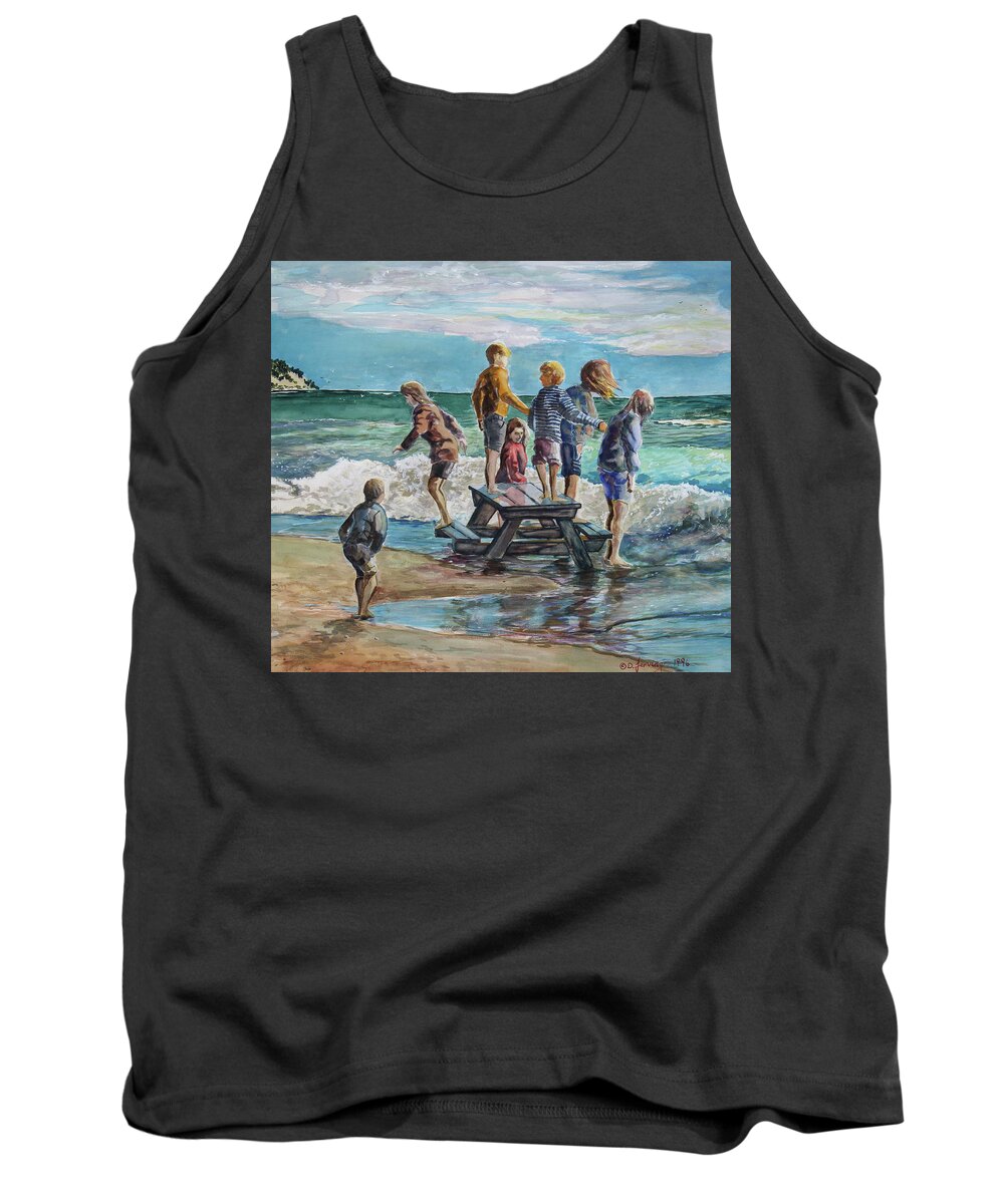 Seascape Tank Top featuring the painting Pirates by Douglas Jerving