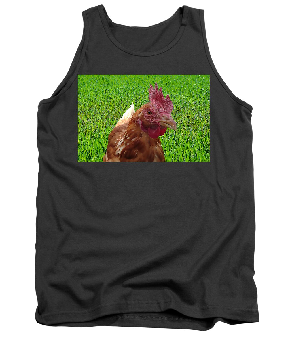 Chicken Tank Top featuring the painting Play Chicken by Harry Warrick