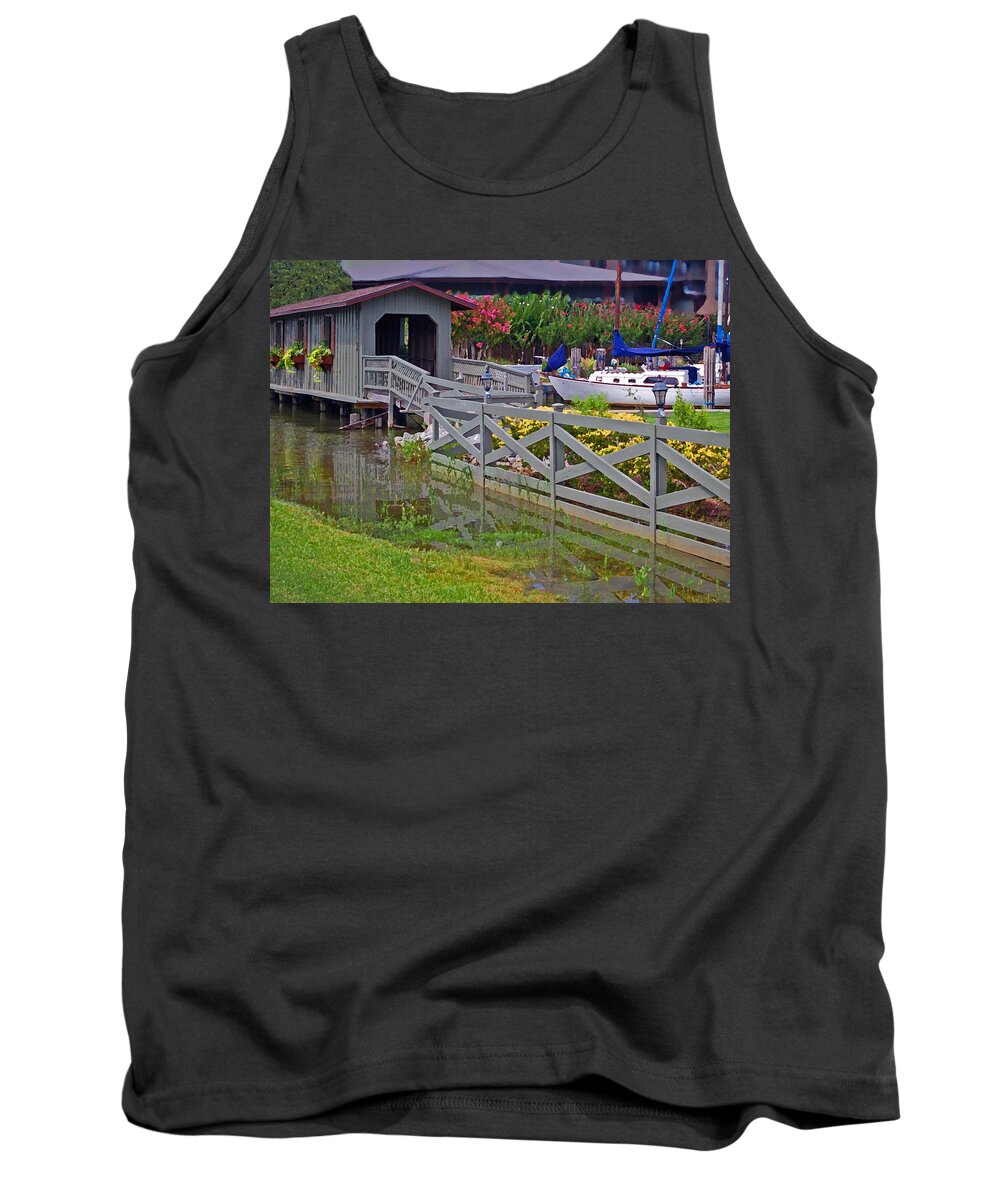 Bridge Tank Top featuring the painting Point Clear Bridge at Grand Hotel by Michael Thomas