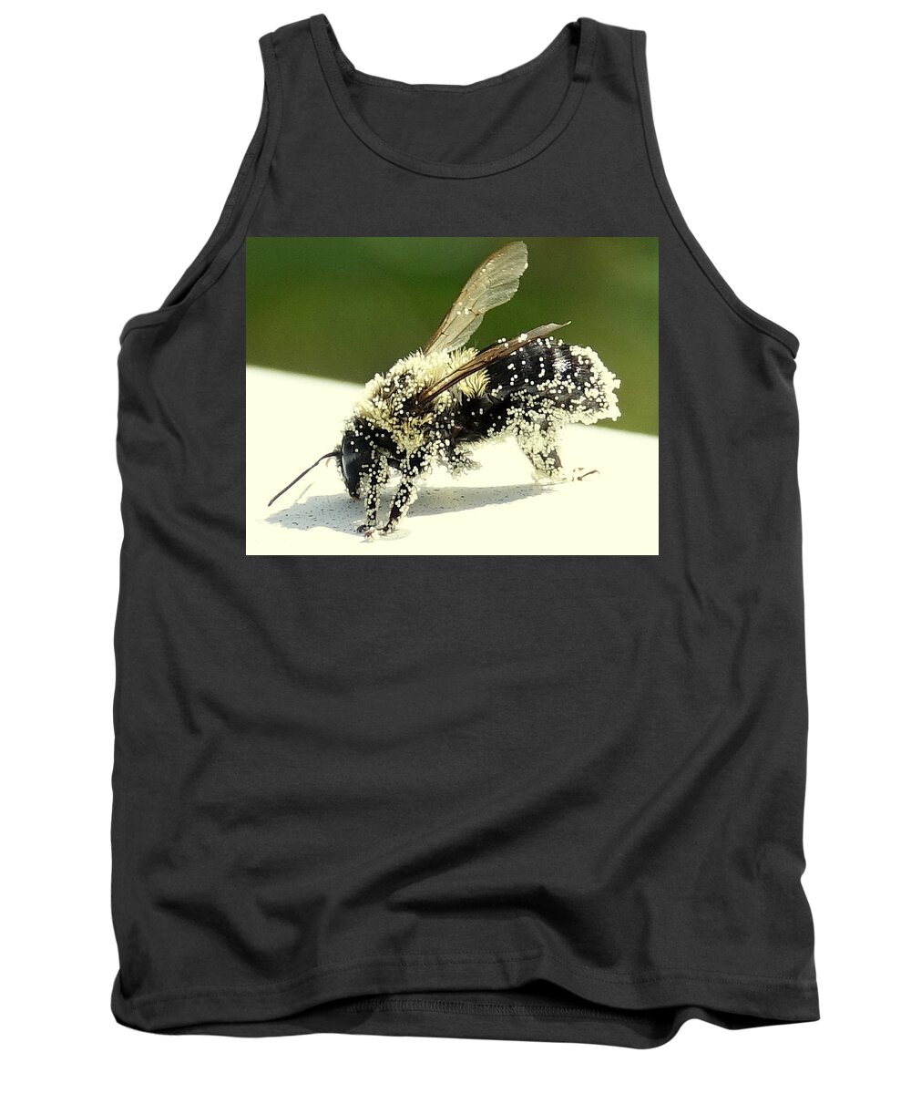 Bee Tank Top featuring the photograph Pollen Overload by Lori Lafargue