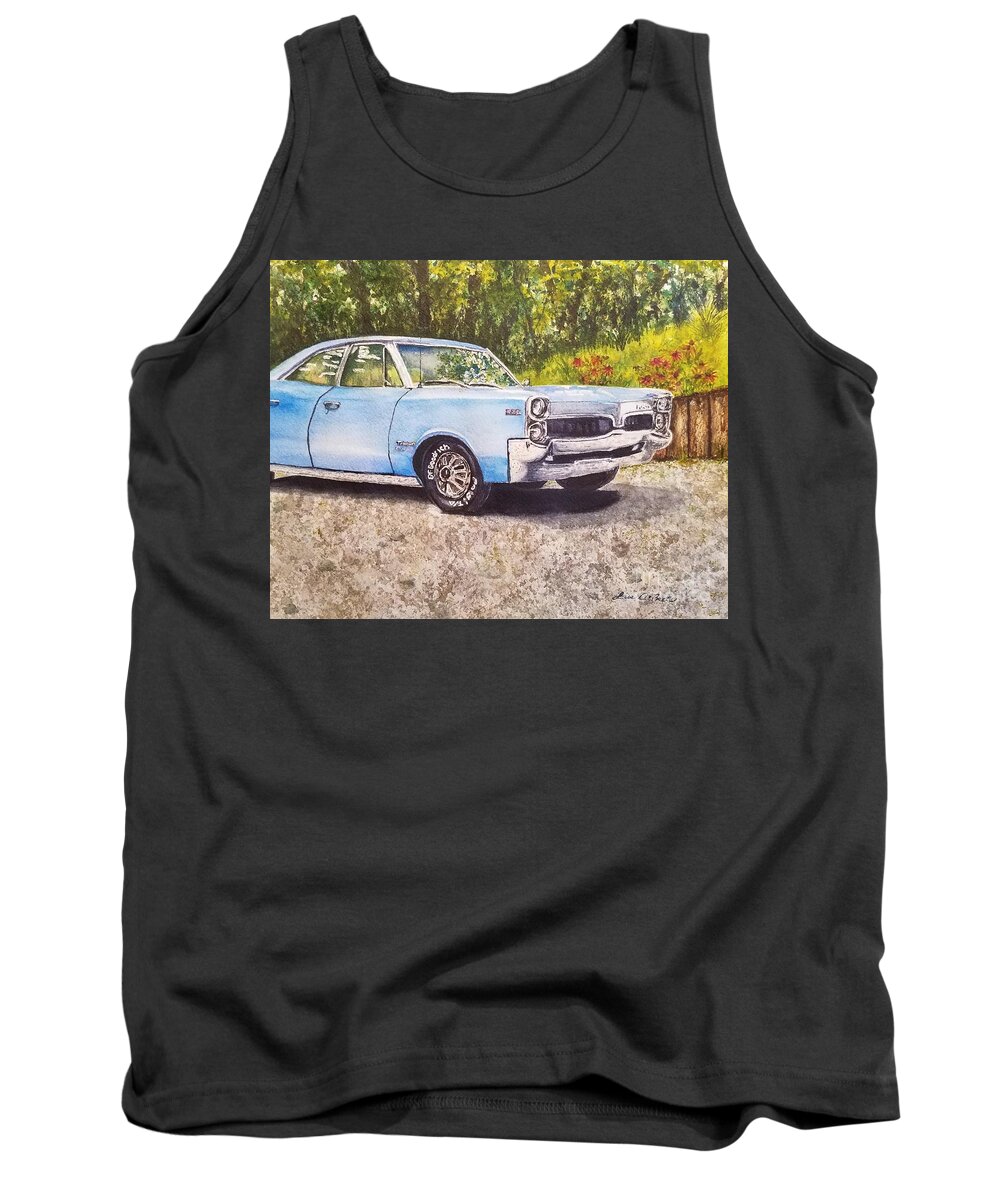 American Muscle Car Tank Top featuring the painting Pontiac Tempest custom 326 by Lisa Debaets