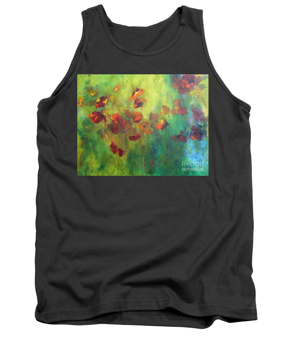 Poppies Tank Top featuring the painting Poppies by Claire Bull