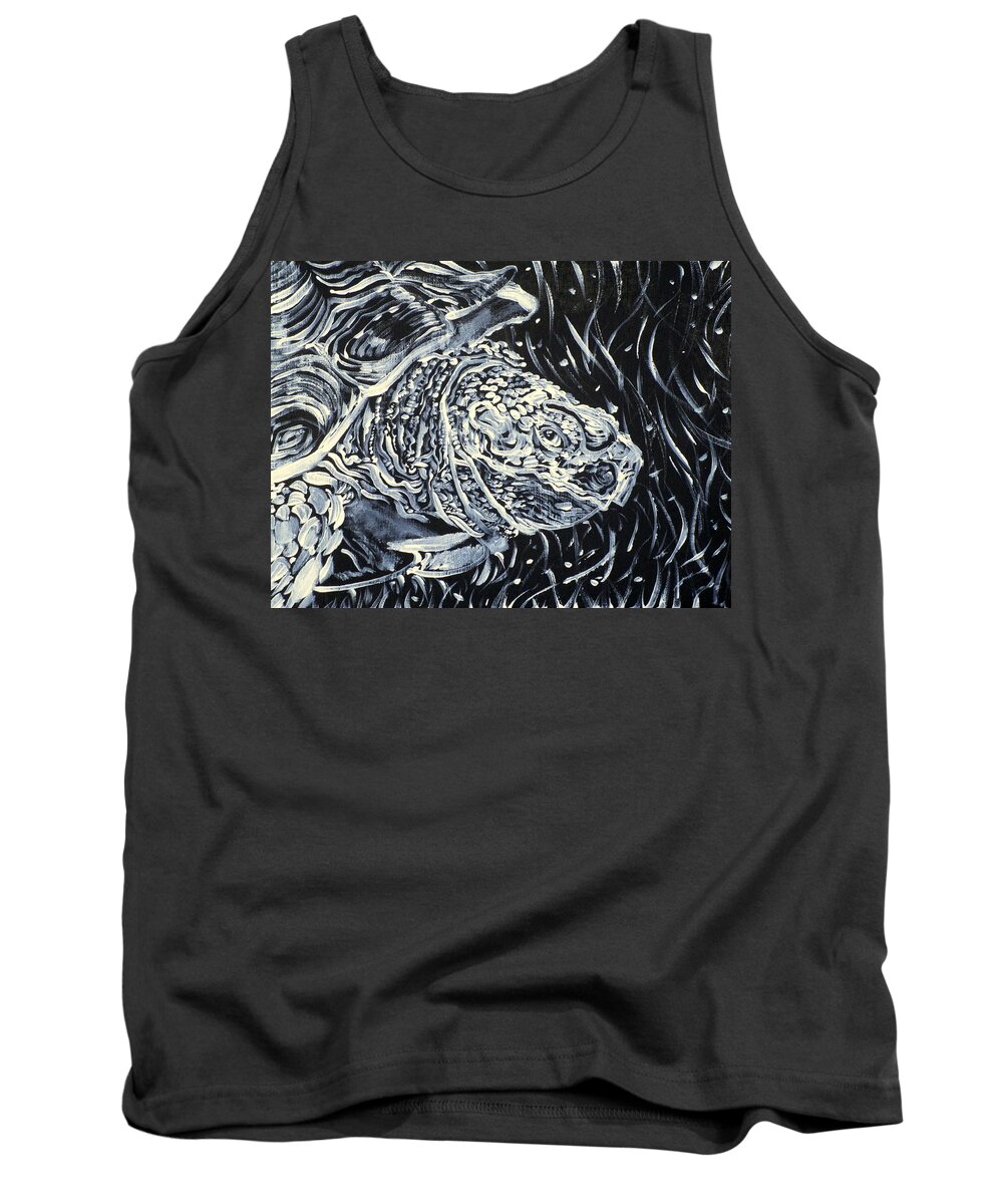 Turtle Tank Top featuring the painting Portrait Of A Turtle by Fabrizio Cassetta