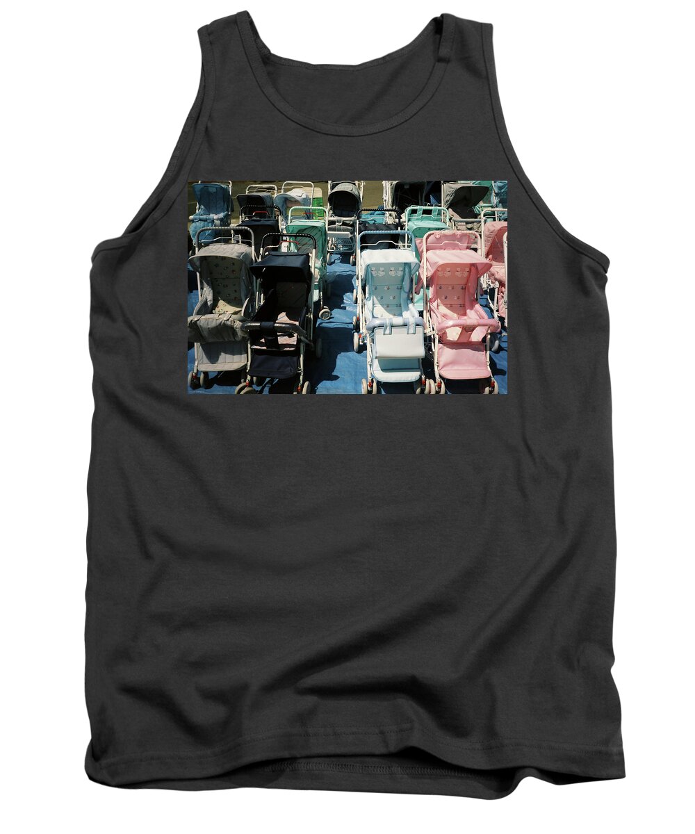 Color Tank Top featuring the photograph Pram Lot by Frank DiMarco