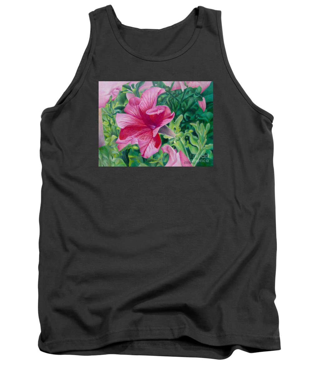 Petunias Tank Top featuring the painting Pretty in Pink by Pamela Clements