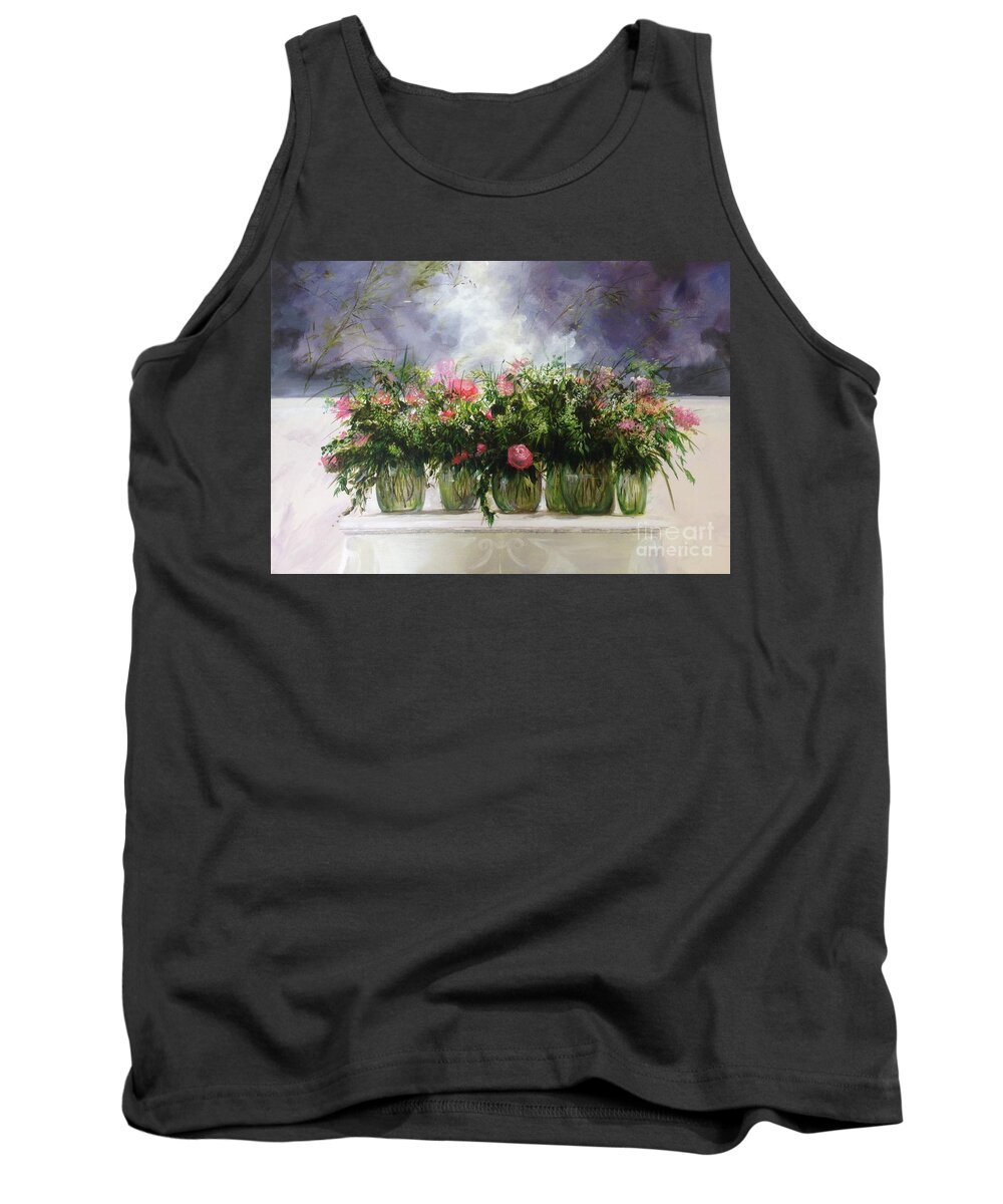 Still Life Tank Top featuring the painting Pretty Mantlepeace by Lizzy Forrester