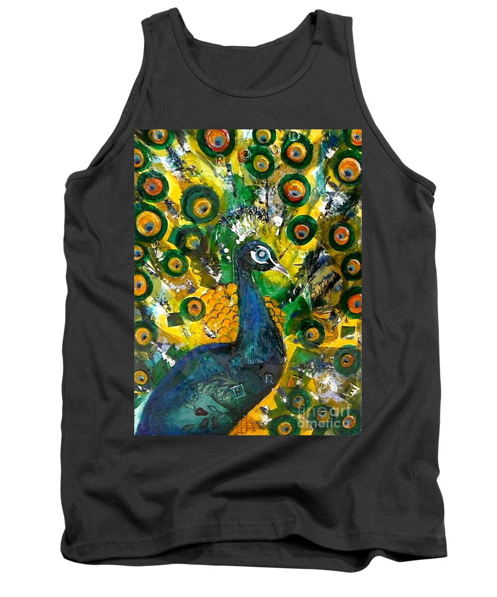 Peackock Tank Top featuring the painting Pride by Amy Stielstra