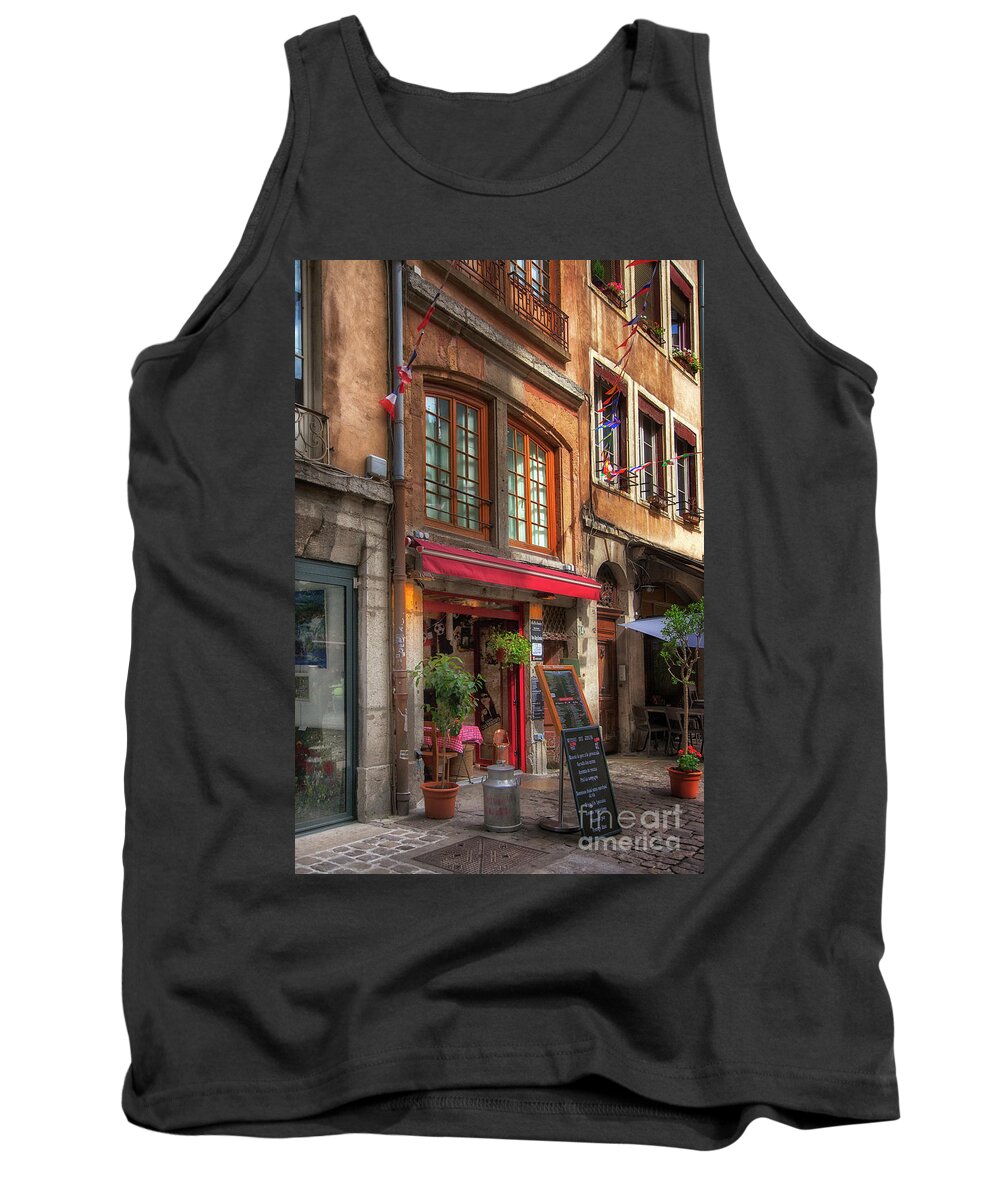 France Tank Top featuring the photograph French Cafe by Timothy Johnson