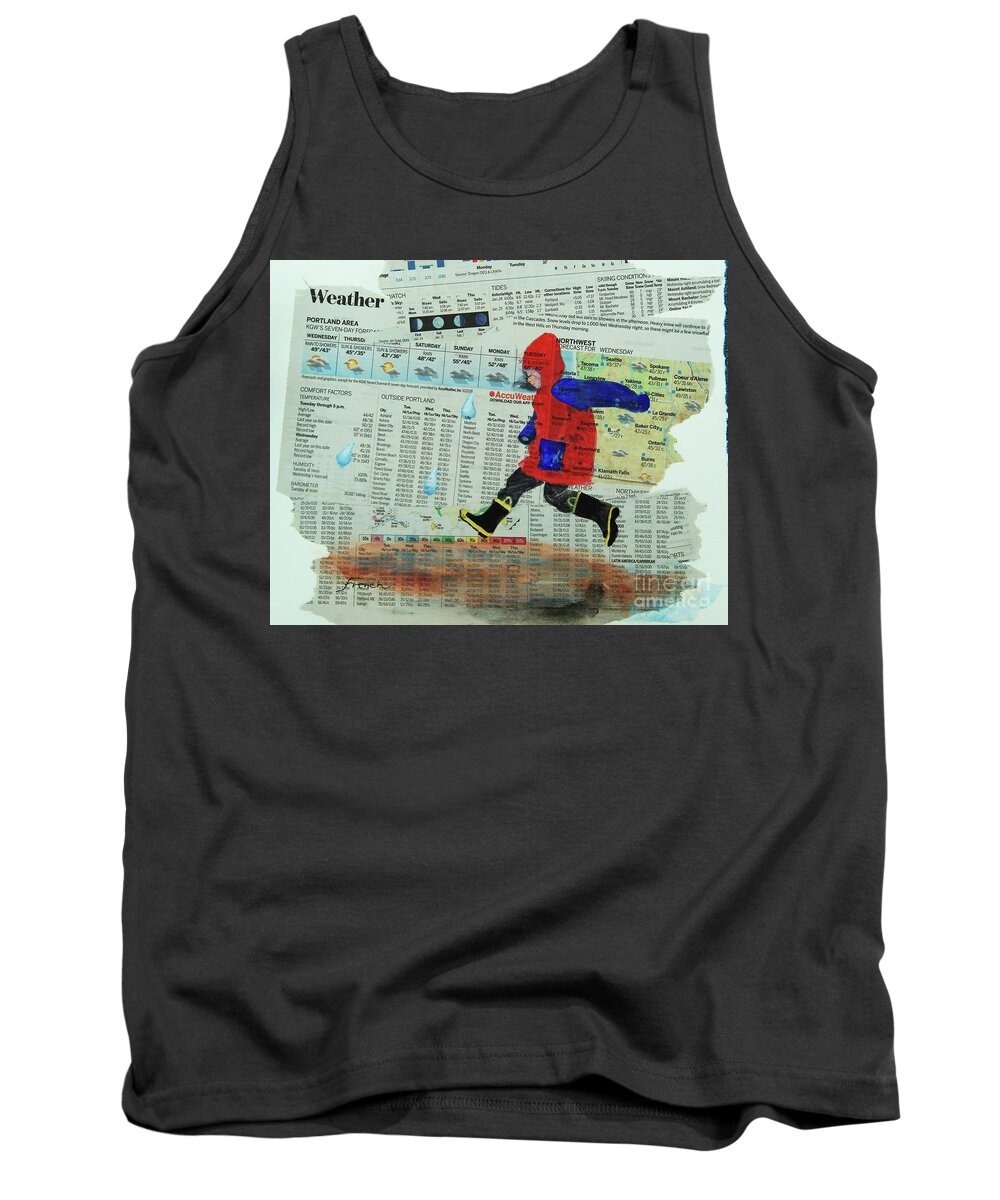 Rain Tank Top featuring the painting Puddle Jumping by Jeanette French