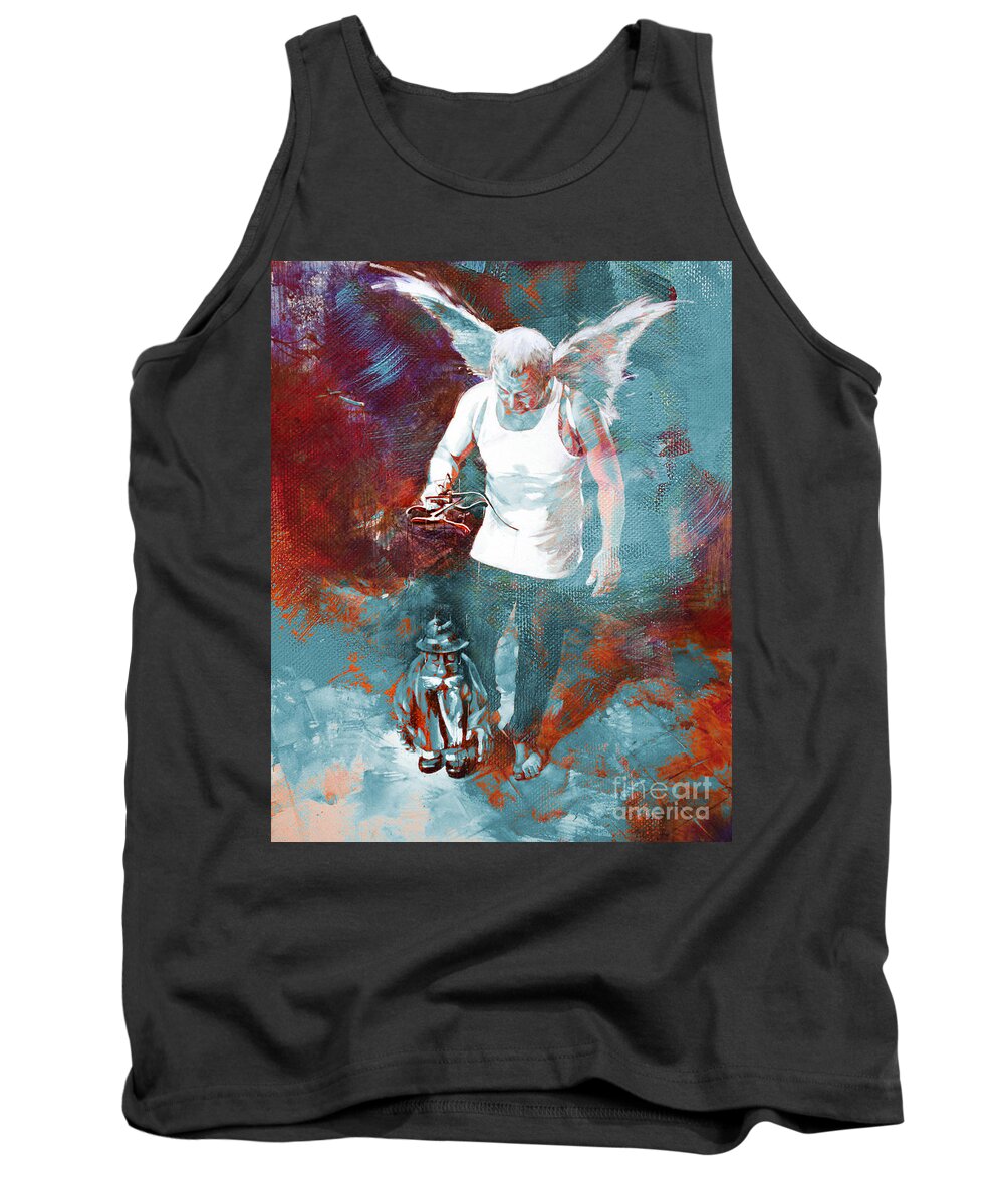 Surreal Tank Top featuring the painting Puppet Man 003 by Gull G