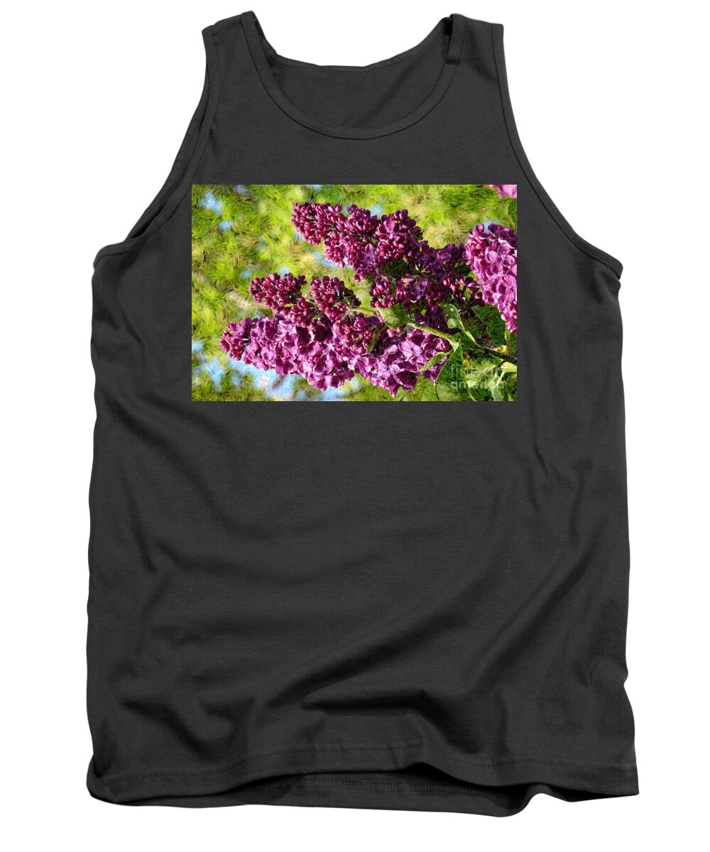 Bloom Tank Top featuring the photograph Purple Lilac 1 by Jean Bernard Roussilhe