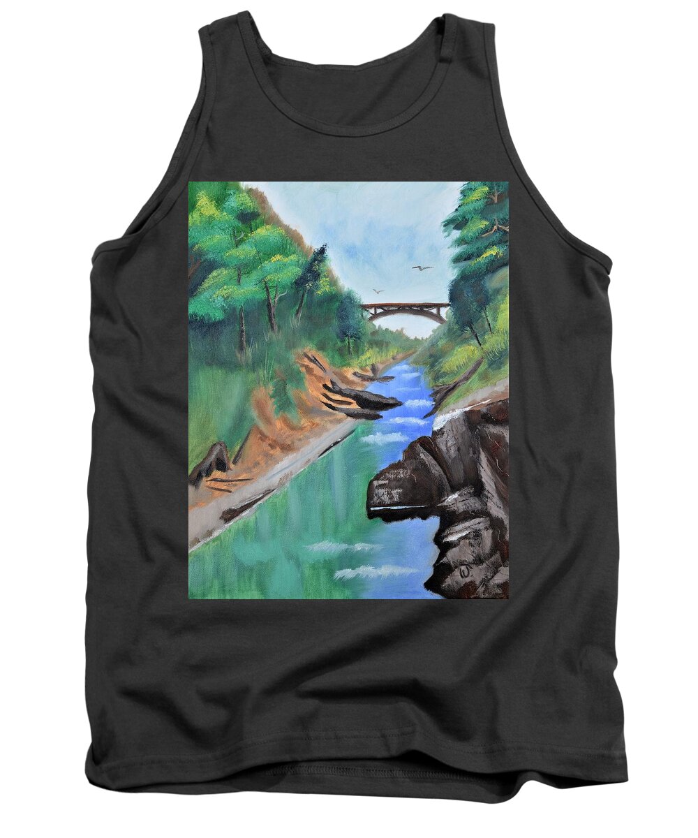 Quechee Gorge Tank Top featuring the painting Quechee Gorge,Vermont by Warren Thompson