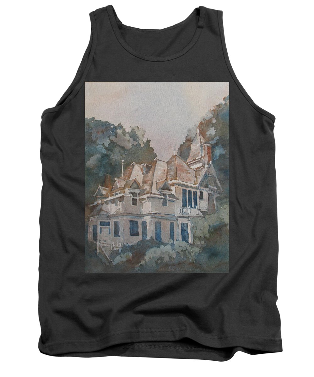 Eerie Tank Top featuring the painting Queen Anne Nods to Shirley Jackson by Jenny Armitage