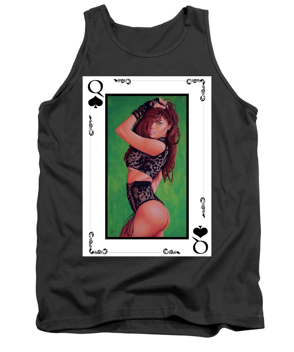 Joe Ogle Tank Top featuring the painting Queen of Spades by Joseph Ogle