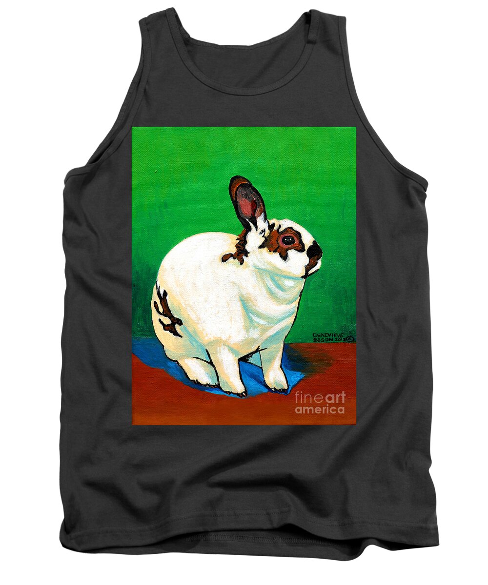 Rabbit Tank Top featuring the painting Queenie by Genevieve Esson