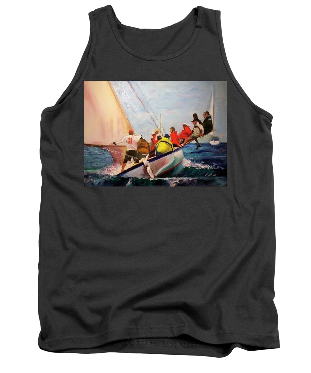 Theartistjosef Tank Top featuring the painting Racing Abaco Rage by Josef Kelly