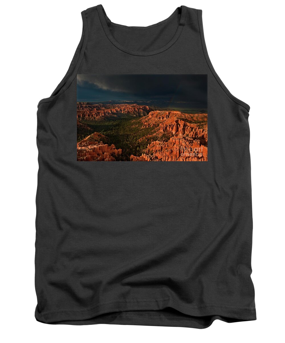 North America Tank Top featuring the photograph Rainbow And Thunderstorm Bryce Canyon National Park Utah by Dave Welling