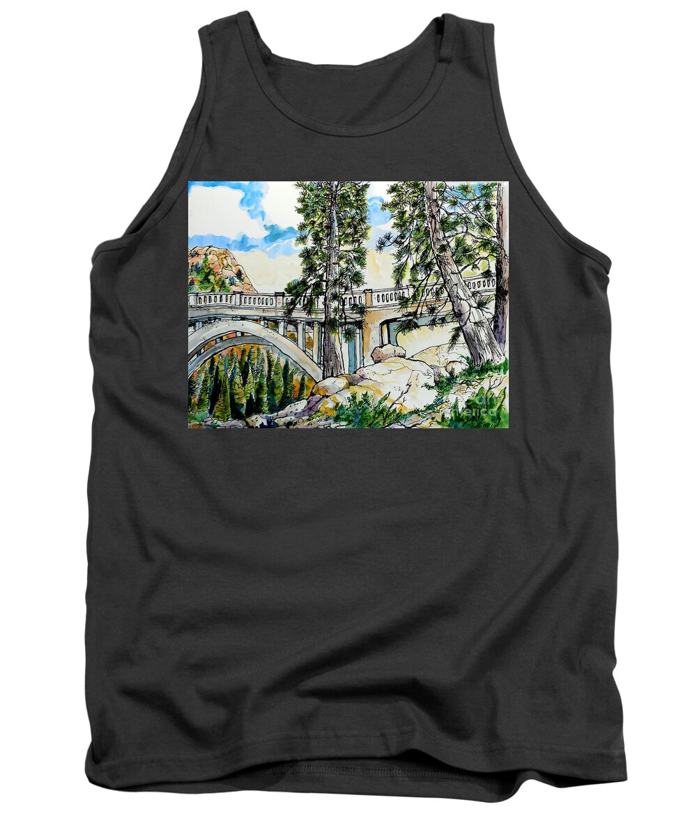 Bridges Tank Top featuring the painting Rainbow Bridge At Donner Summit by Terry Banderas