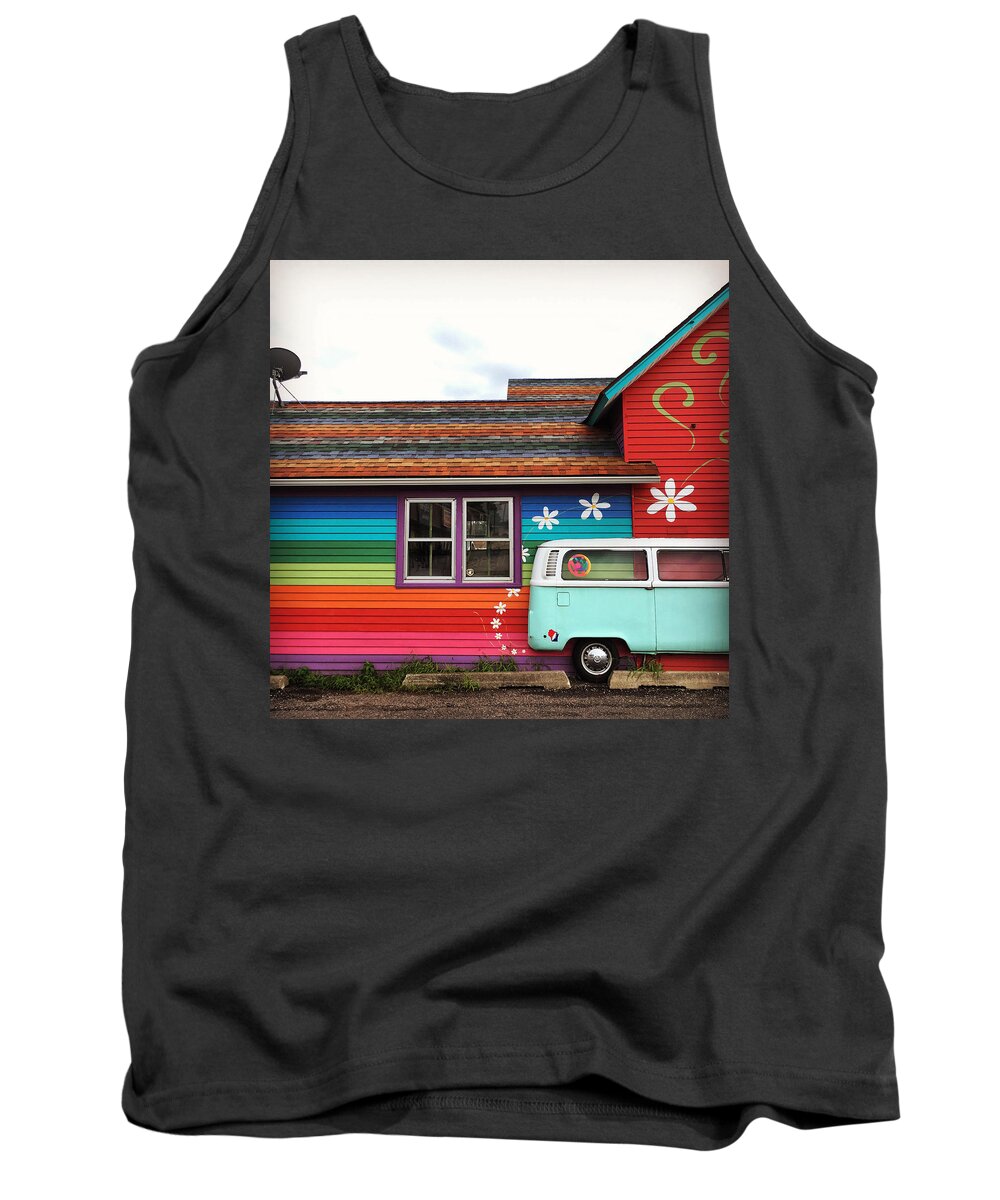 Rainbow Tank Top featuring the photograph Rainbow Cafe by Jessica Kaplan
