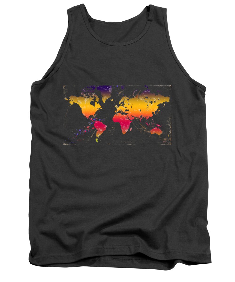 Wright Tank Top featuring the digital art Rainbow World Tee by Paulette B Wright