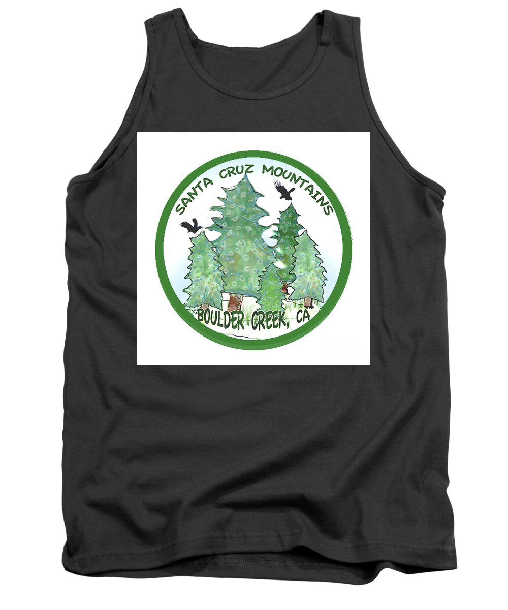 Redwood Trees Tank Top featuring the tapestry - textile Ravens and Redwoods by Ruth Dailey
