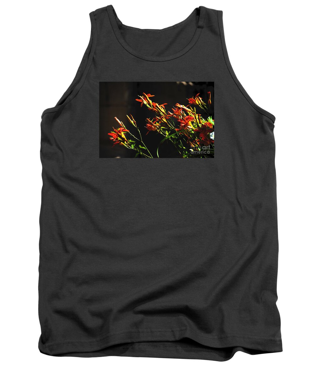 Red Tank Top featuring the photograph Red, Orange, Lilies by David Frederick