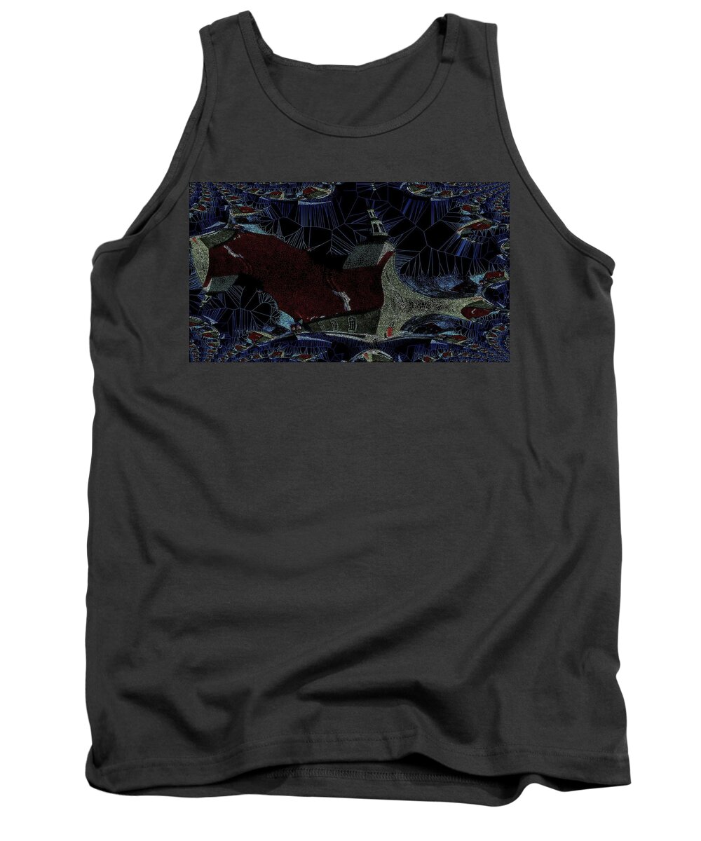 Vorotrans Tank Top featuring the digital art Red Roof by Stephane Poirier
