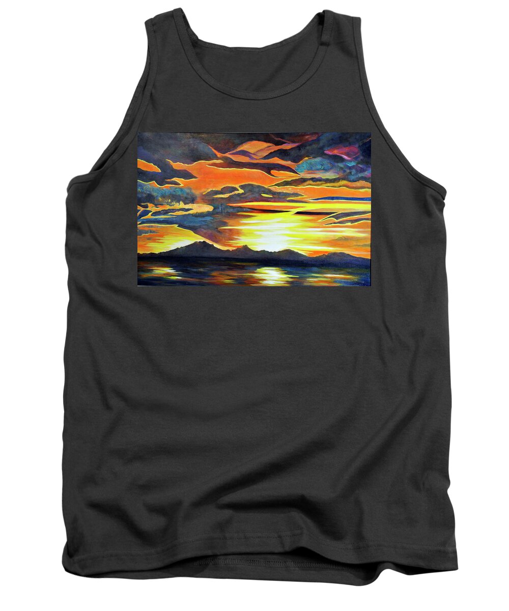 Sunset Tank Top featuring the painting Redemption by Dottie Branch