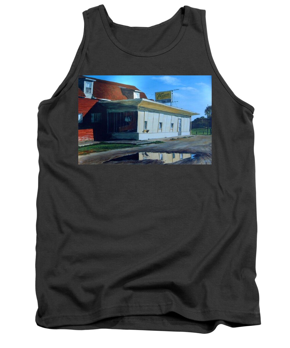 Landscape Tank Top featuring the painting Reflections Of A Diner by William Brody