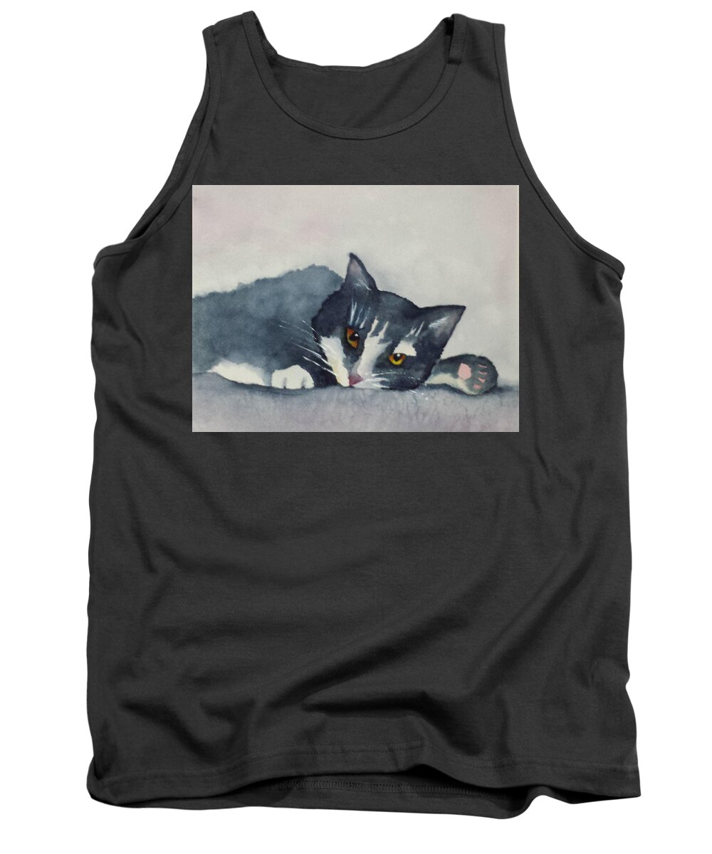 Cat Tank Top featuring the painting Resting by Elise Boam