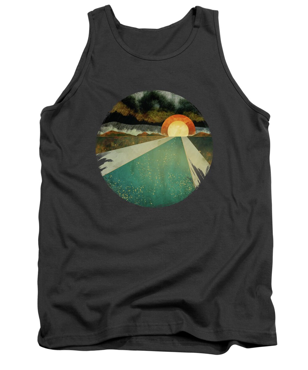 Retro Tank Top featuring the digital art Retro Sunset by Spacefrog Designs