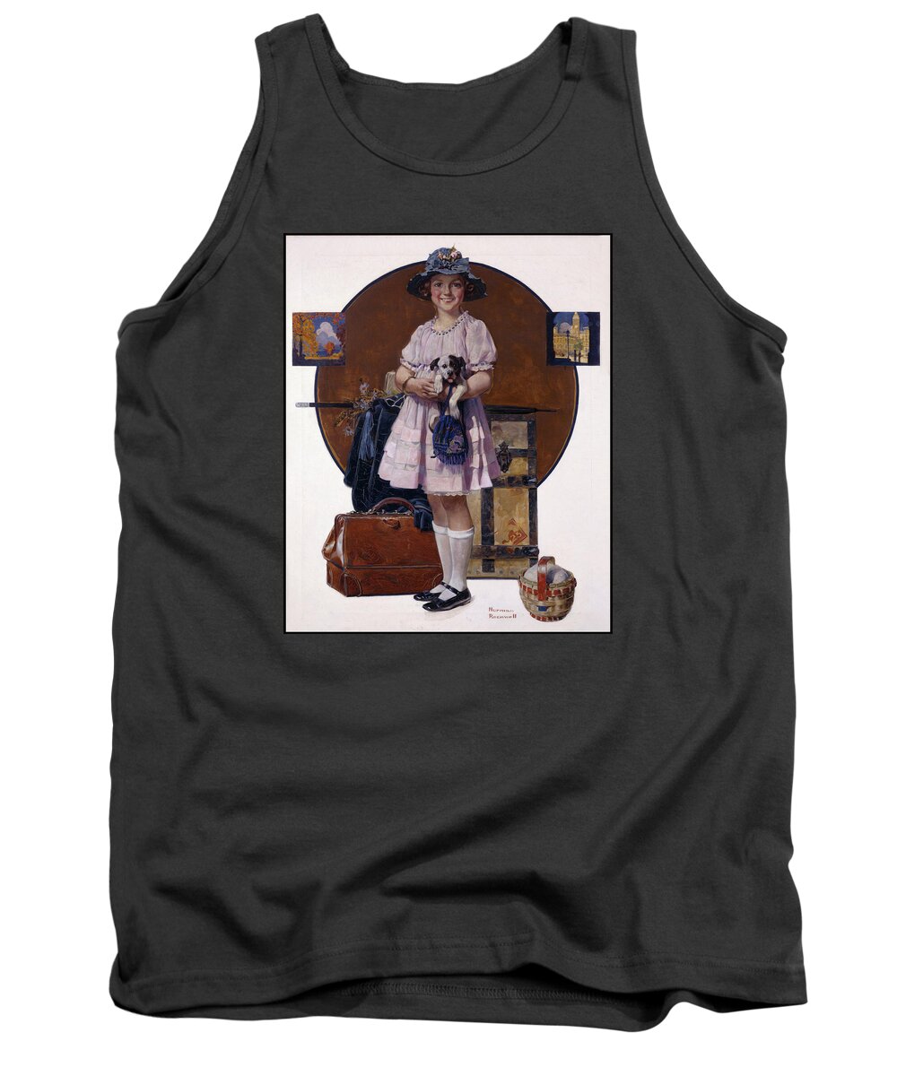 Returning From Summer Vacation Tank Top featuring the painting Returning From Summer Vacation by Norman Rockwell