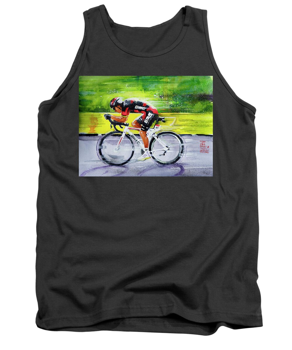 My Name On Ebay Is Sannpet. 24cm X 32cm Watercolour Tank Top featuring the painting Richie Porte by Shirley Peters