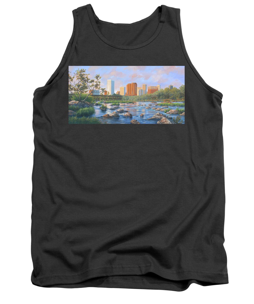 Guy Crittenden Tank Top featuring the painting Richmond City Skyline by Guy Crittenden