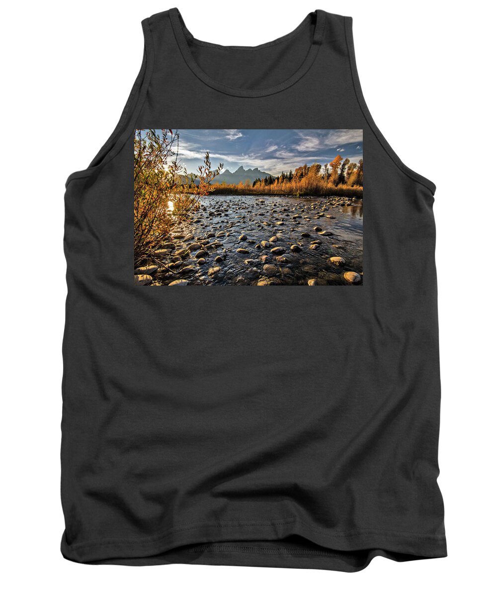 Grand Tetons Tank Top featuring the photograph River in the Tetons by Wesley Aston